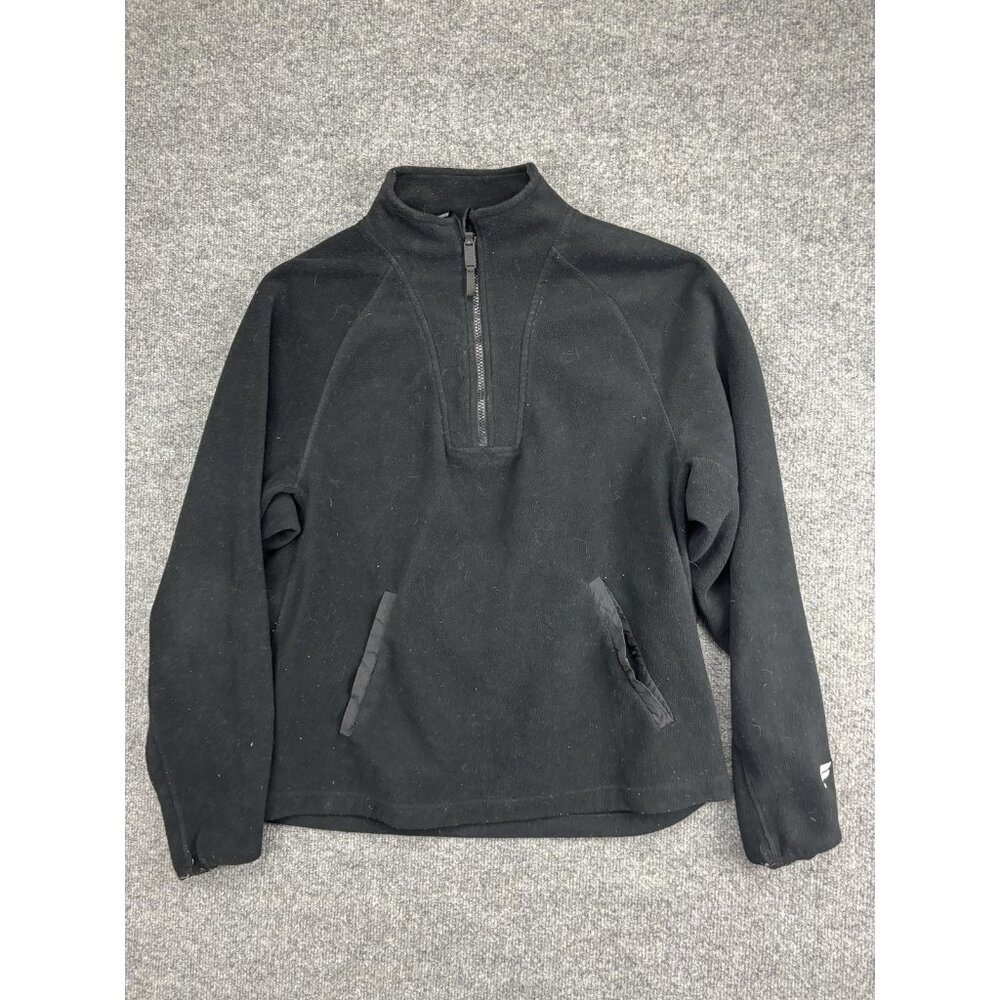 Fabletics Fleece Pullover Womens‎ Medium Black 1/4 Zip Mock Neck Top Pockets